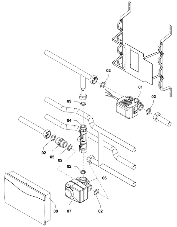 Explosionszeichnung Vaillant Hybrid Brine Split VWL 35/4 S 230V: Hydraulikmodul 2-Zonen-Set VWZ