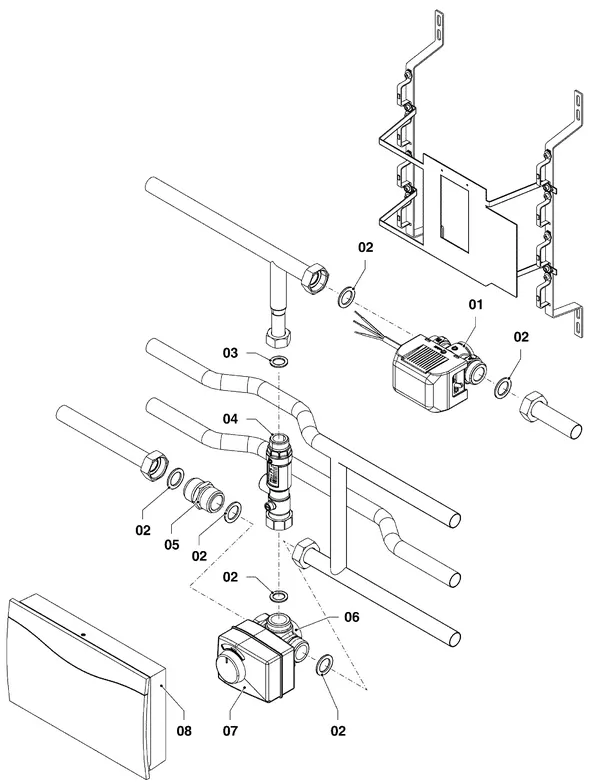 Explosionszeichnung Vaillant Hybrid Brine Split VWL 35/4 S 230V R1: Hydraulikmodul 2-Zonen-Set VWZ