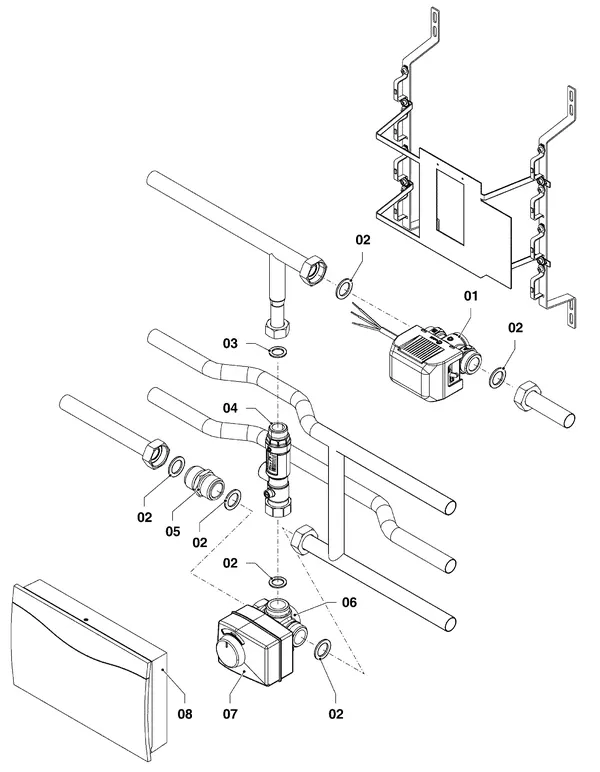 Explosionszeichnung Vaillant Hybrid Brine Split VWS 36/4.1 230V: Hydraulikmodul 2-Zonen-Set VWZ